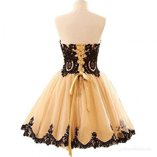 Kivary Short Tulle Black Lace Gothic Prom Homecoming Cocktail Party Dresses