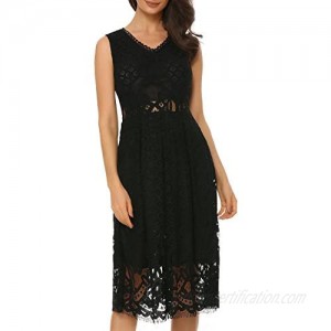 Mixfeer Women's Short Floral Lace Bridesmaid Dress A-line Swing Party Dress