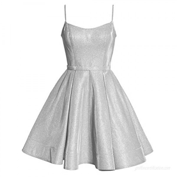Vivian's bridal Women's Strap Prom Dress Glittery Satin Dress Short Wlte03