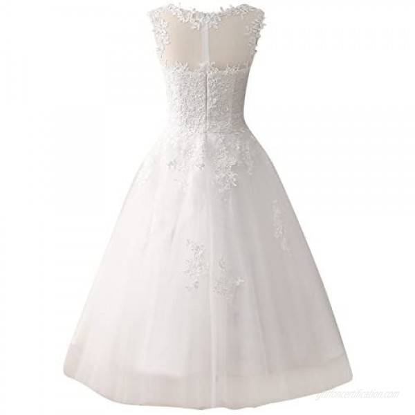 Wedding Dress Lace Bride Dress Short Vintage Wedding Gowns Tulle Bridal Gowns Appliques