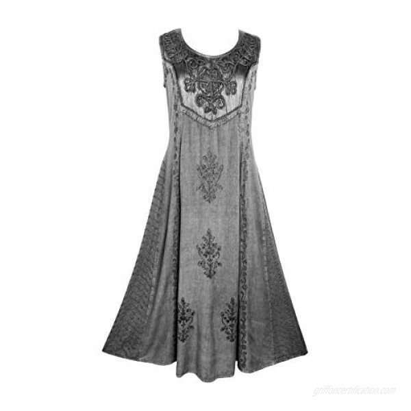 Agan Traders Gothic Vintage Sleeveless Embroidered Casual Chic Twirl Sun Dress Gown 1004 D