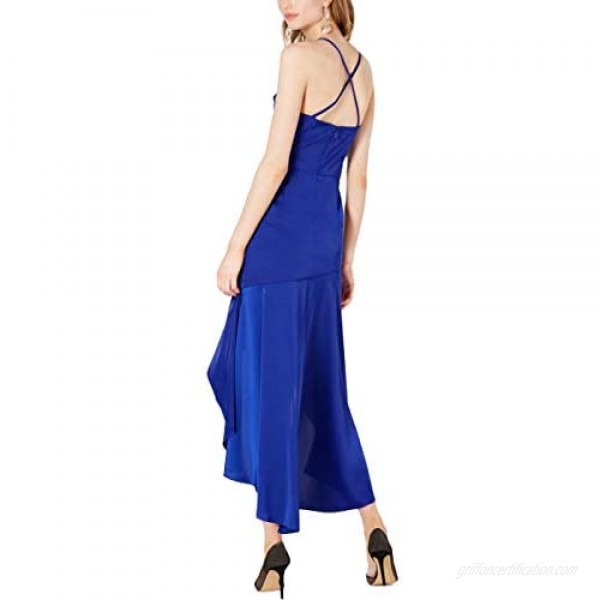Aidan Mattox Womens Blue Spaghetti Strap Sweetheart Neckline Midi Hi-Lo Formal Dress Size 12