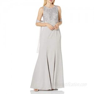 Alex Evenings Women's Long Embroidered Dress with Shawl
