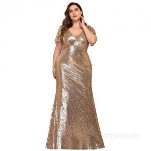 Alisa Pan Womens Mermaid Sequin Plus Size Long Formal Evening Dresses 7988