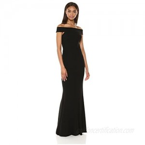 Dress the Population Women's Jackie Off The Shoulder Crepe Gown Long Dress