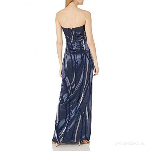 HALSTON Women's Strapless Burnout Gown
