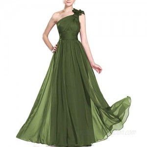 Lover Kiss One Shoulder A-line Chiffon Bridesmaid Dresses Long Pleated Formal Evening Dress for Womems B004