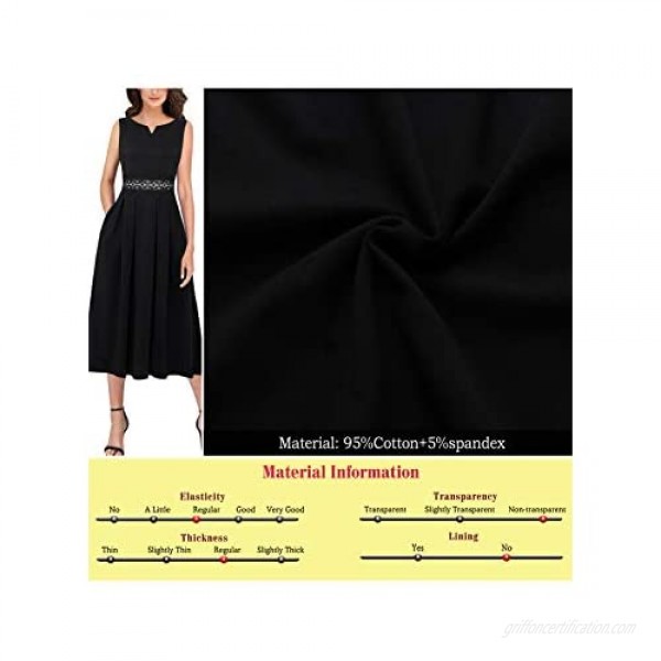 VFSHOW Womens Elegant Pockets Work Business Office Casual A-Line Midi Dress
