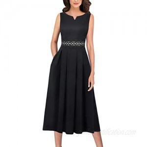 VFSHOW Womens Elegant Pockets Work Business Office Casual A-Line Midi Dress