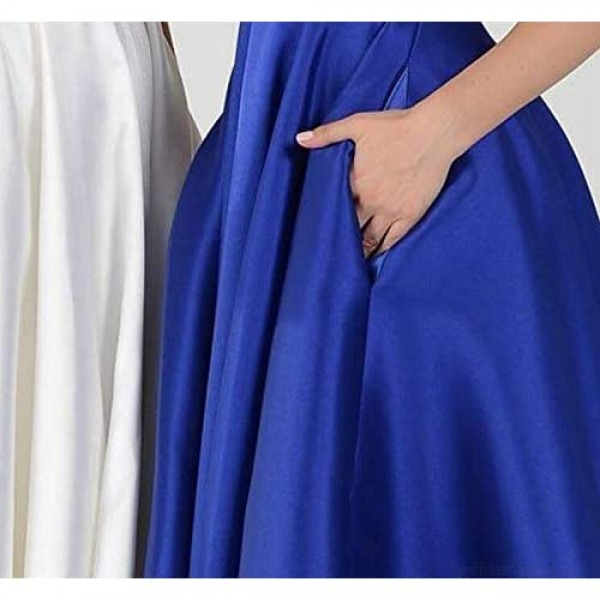 Yilis Women's A-Line Slit Satin Evening Prom Dress Long Party Gown With Pockets