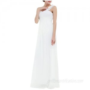 YiZYiF Chiffon Applique One Shoulder Long Bridesmaids Party Dress