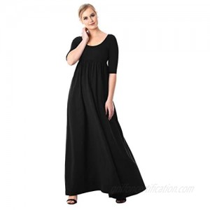 eShakti FX Cotton Knit Empire Maxi Dress - Customizable Neckline Sleeve & Length