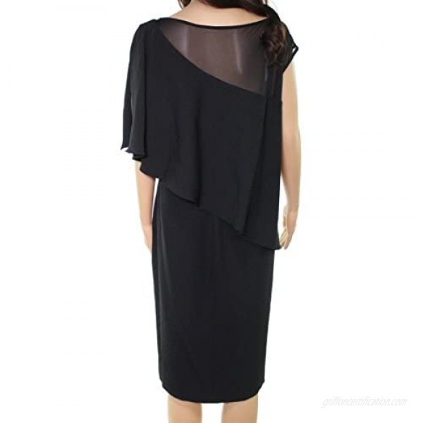 Lauren by Ralph Lauren Women's Plus Size Asymmteric Overlay Dress