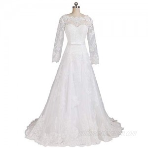 Ibridal Long Sleeve Lace A-line Bridal Wedding Dress
