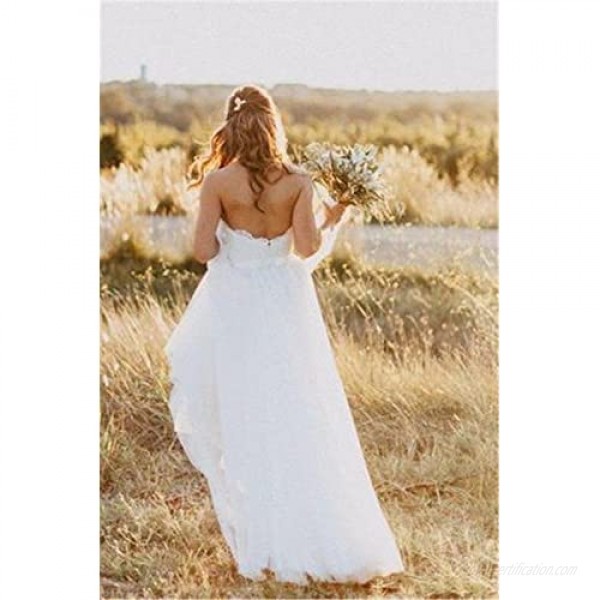 Lace Wedding Dress Sweetheart A-line Long Tulle Country Style Bridal Gowns