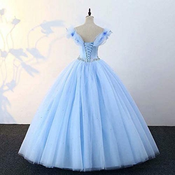 LEJY Women's Ball Gown Cinderella Off Shoulder Prom Gown Wedding Dress