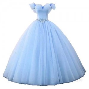 LEJY Women's Ball Gown Cinderella Off Shoulder Prom Gown Wedding Dress