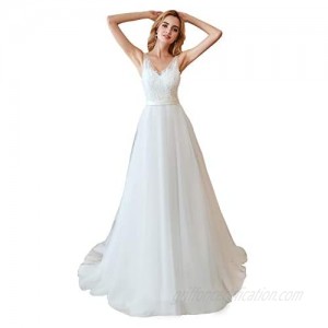Leyidress Wedding Dress Bridal Gowns Bead Ivroy A Line Dress For Women Wedding