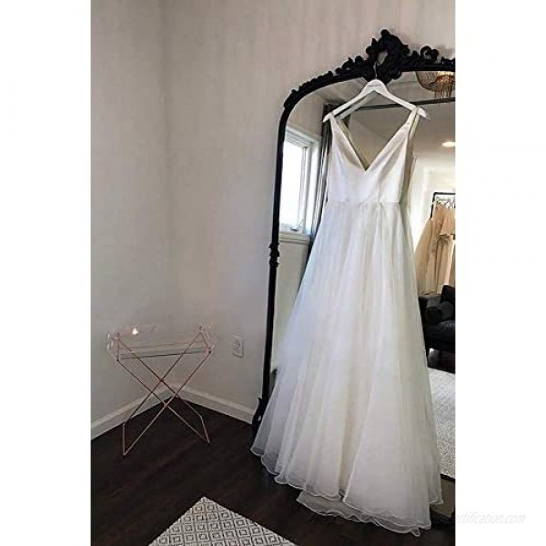 Melisa A Line Deep V Neck Beach Lace Wedding Dresses for Bride with Train Tulle Bridal Ball Gown Plus Size