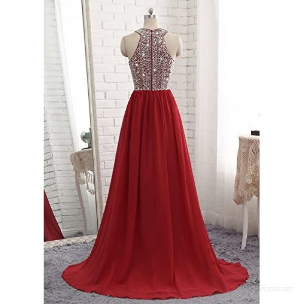 Still Waiting Women's Prom Dresses Long 2020 Sequins Beaded Chiffon Bridesmaid Evening Gowns Formal C010