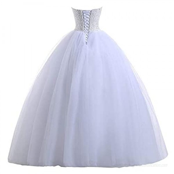 VeraQueen Women's Long Strapless Bridal Wedding Dresses A Line Tulle Ball Gowns