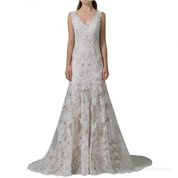 Wedding Dress Lace Bridal Dresses Mermaid Wedding Gown V Neck