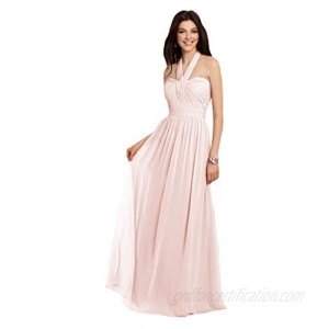 Women's A Line Halter Bridesmaid Dress Long Pleated Chiffon Formal Evening Gown
