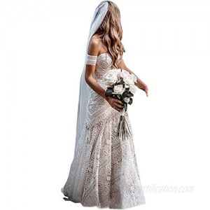 Women's Bohemian Wedding Dresses with Detachable Arm Bands for Bride Sweetheart Mermaid Lace Bridal Gown
