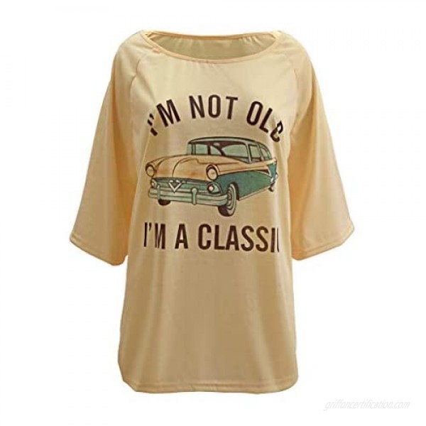 Franterd Graphic Tees for Women Funny Short Sleeve Tops I'm NOT Old I'm A Classic Summer Vacation T-Shirt Blouses