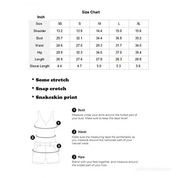 MakeMeChic Women's Animal Skin Print Short Sleeve V-Neck Leotard Tops Bodysuit Snake L