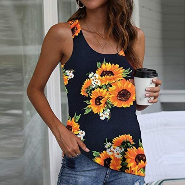 Round Neck Workout Tank Tops for Women Casual Sleeveless Shirts Loose Fit