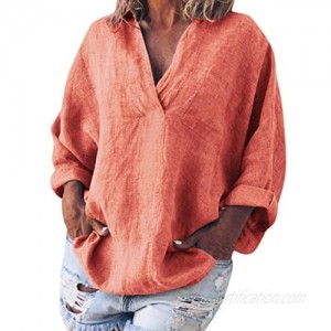 TBKOMH Boho Womens Casual Long Sleeve Cotton Linen Kaftan Ladies Baggy Blouse Tee Shirt Tops T shirt